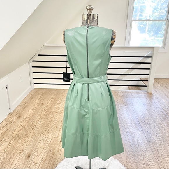 NWT XS S simply vera Vera Wang mint green sleeveless faux leather dress - Picture 4 of 6